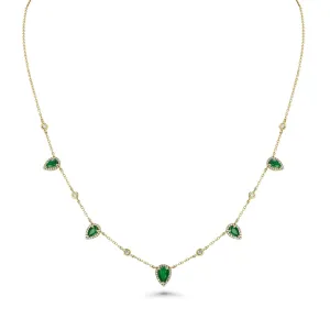 Emerald Pear Diamond Necklace