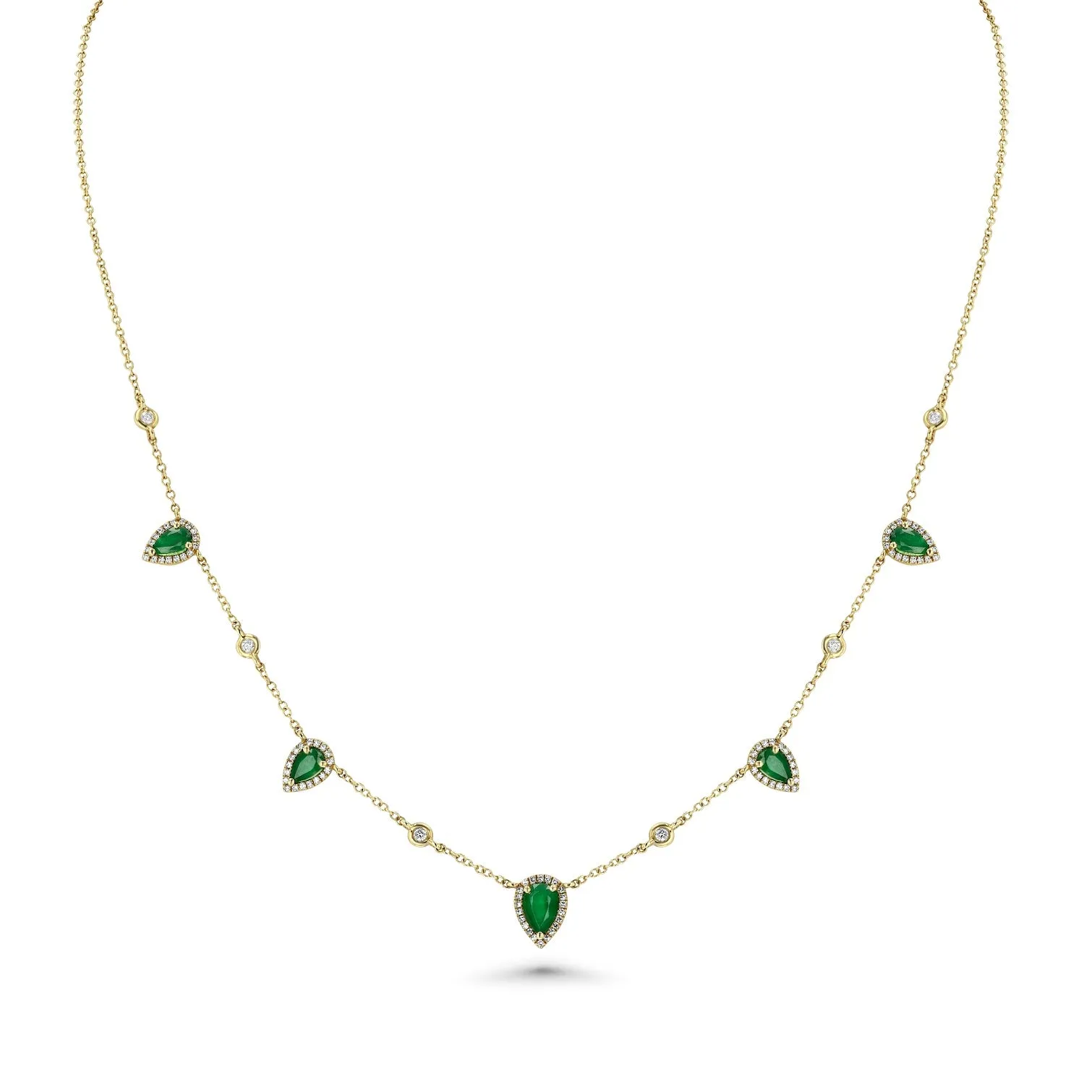 Emerald Pear Diamond Necklace