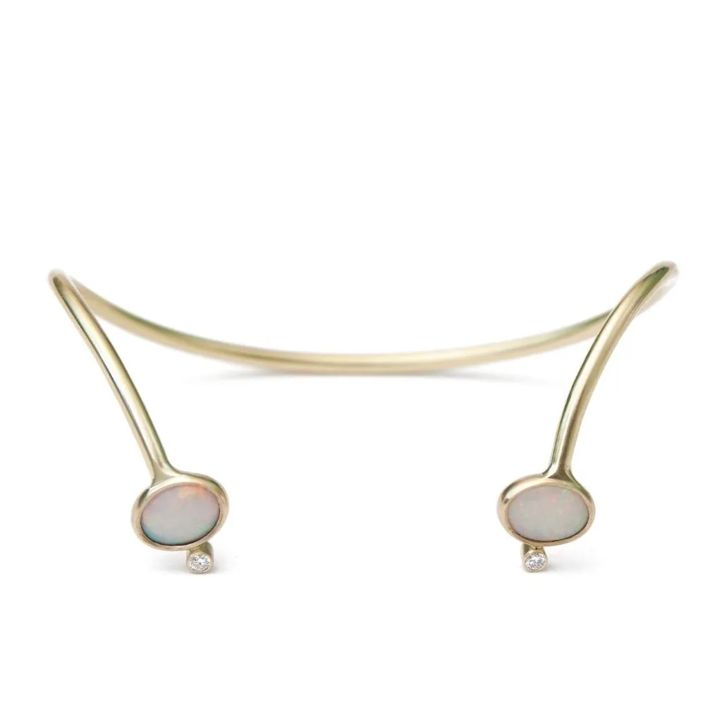 Emi Bracelet | Opal Diamond Gold Cuff