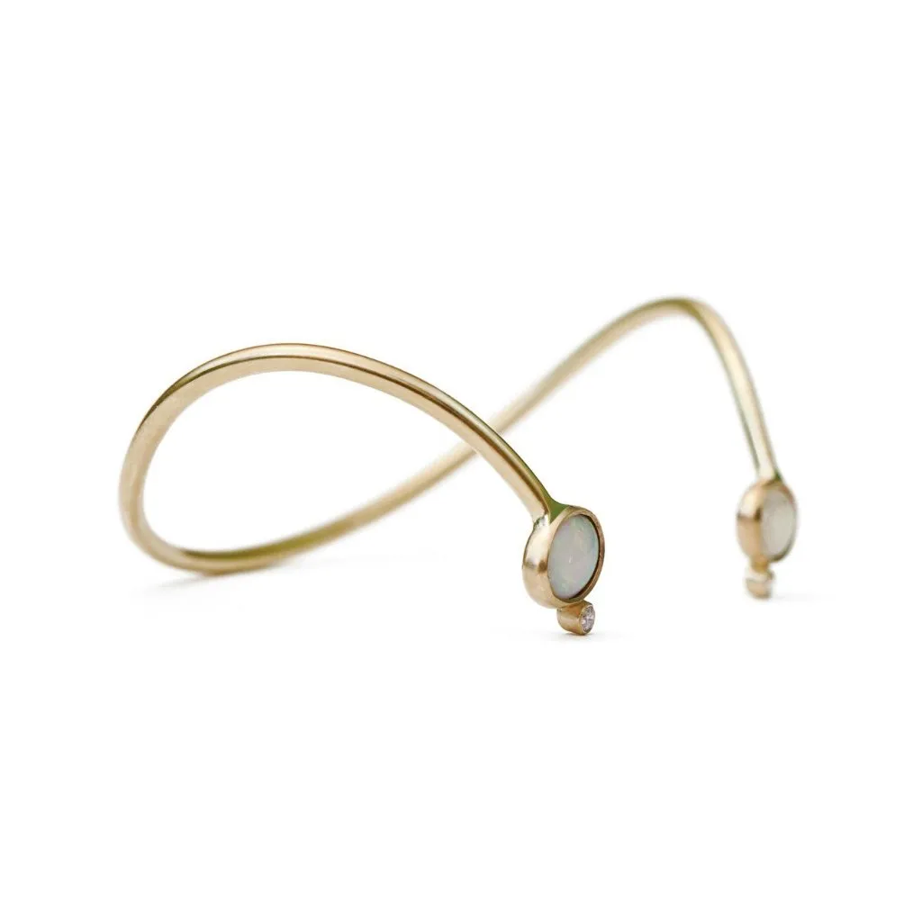 Emi Bracelet | Opal Diamond Gold Cuff