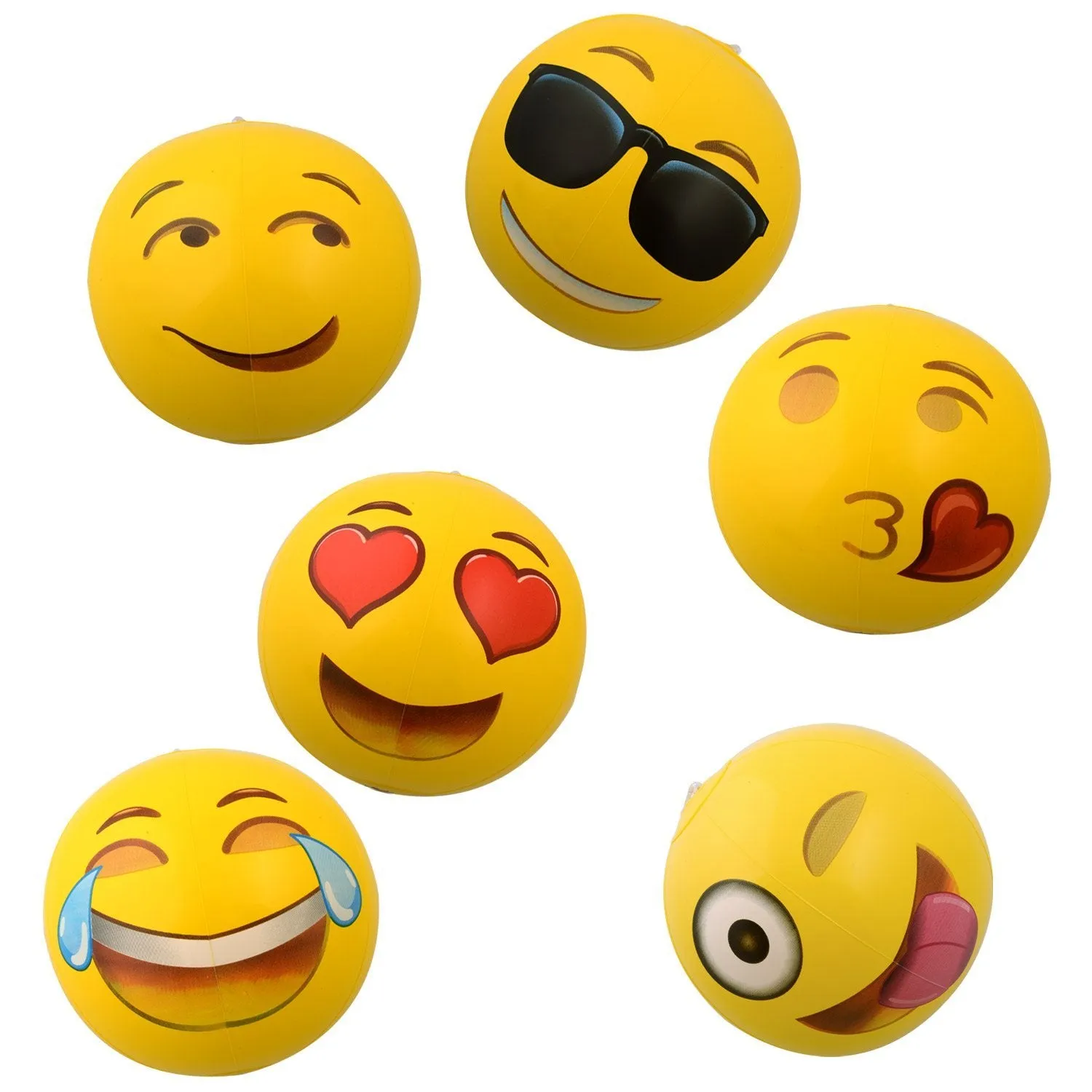 Emoji Inflatable Beach Balls, 12" - 12 Pack