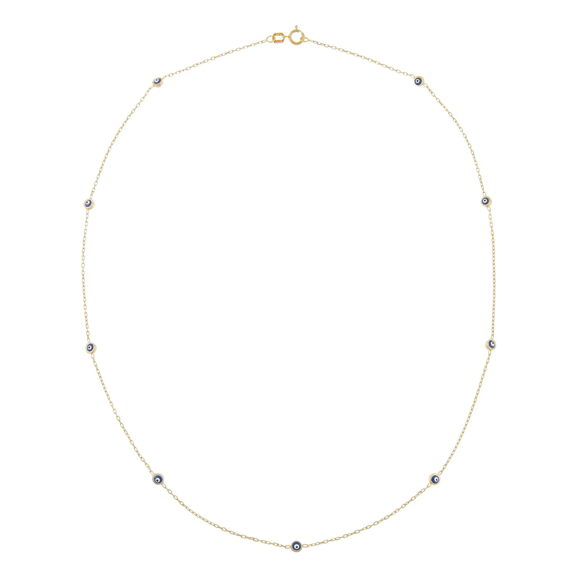 Enamel Evil Eye Bead Necklace 14K