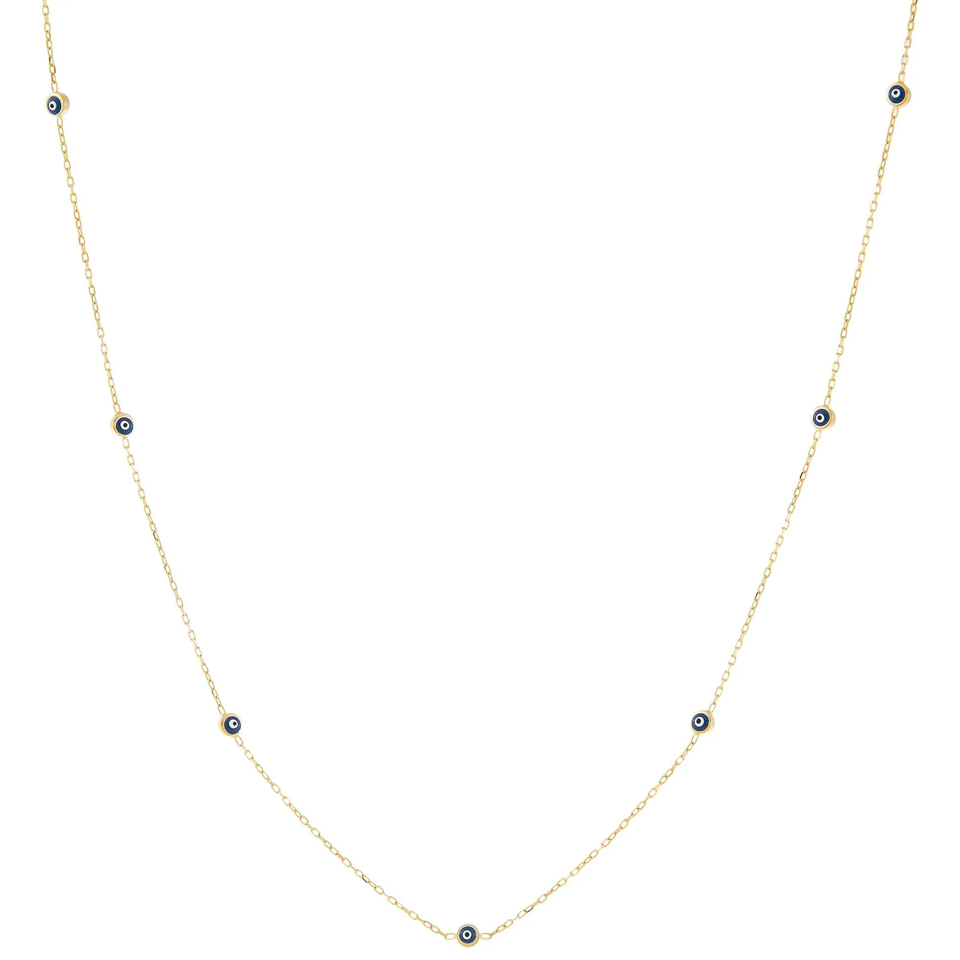 Enamel Evil Eye Bead Necklace 14K