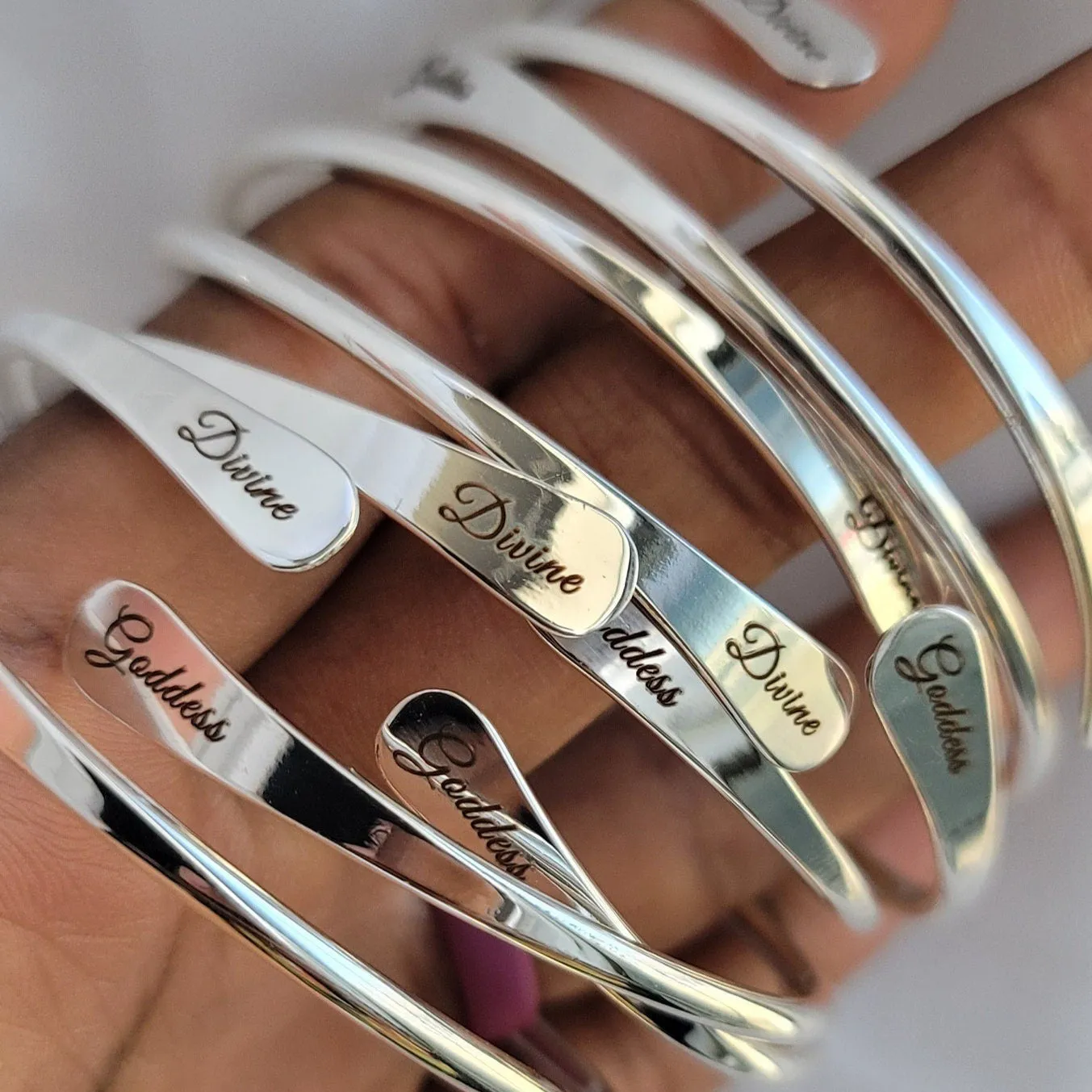 Engraved Brass Bangles - Divine Goddess Collection