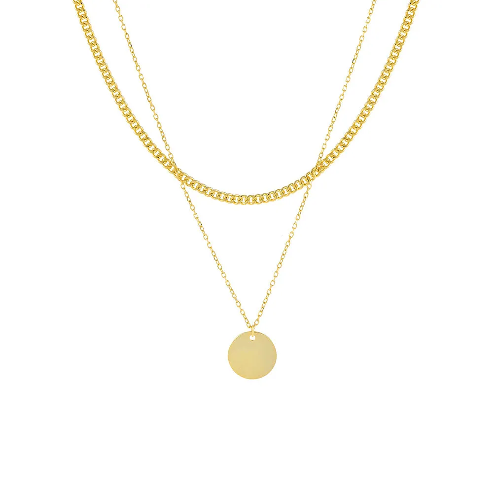 Engraved Two In One Coin X Cuban Chain Necklace