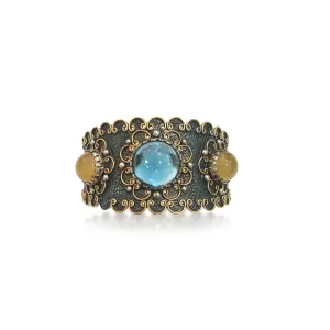 ESME FILIGREE CABOCHON CUFF BRACELET-ONE OF A KIND