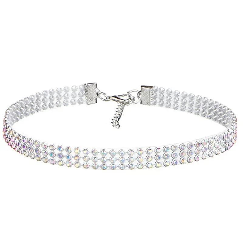 European Style Women Bundle Neck Element Necklace Jewelry Punk Hip Hop Choker Inlay Rhinestone Collar Gift