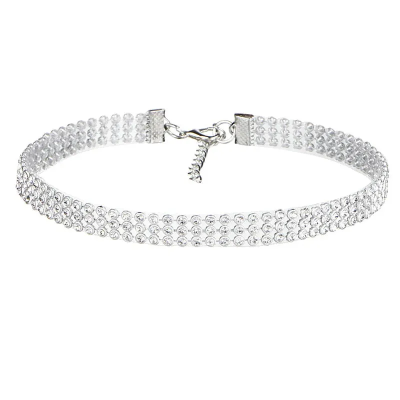 European Style Women Bundle Neck Element Necklace Jewelry Punk Hip Hop Choker Inlay Rhinestone Collar Gift