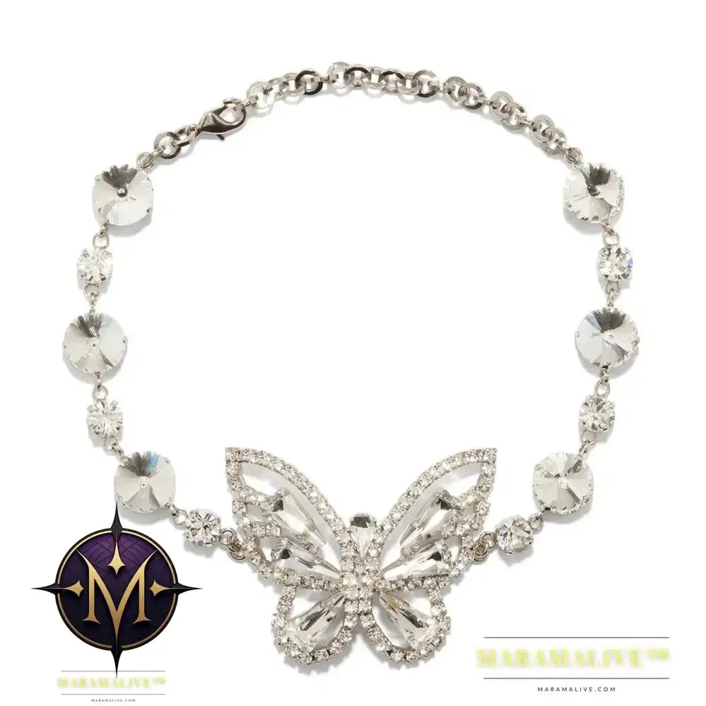Exaggerate Butterfly Crystal Choker Necklace for Women Fashion Wedding Rhinestone Collar Necklace Party Jewelry Gift