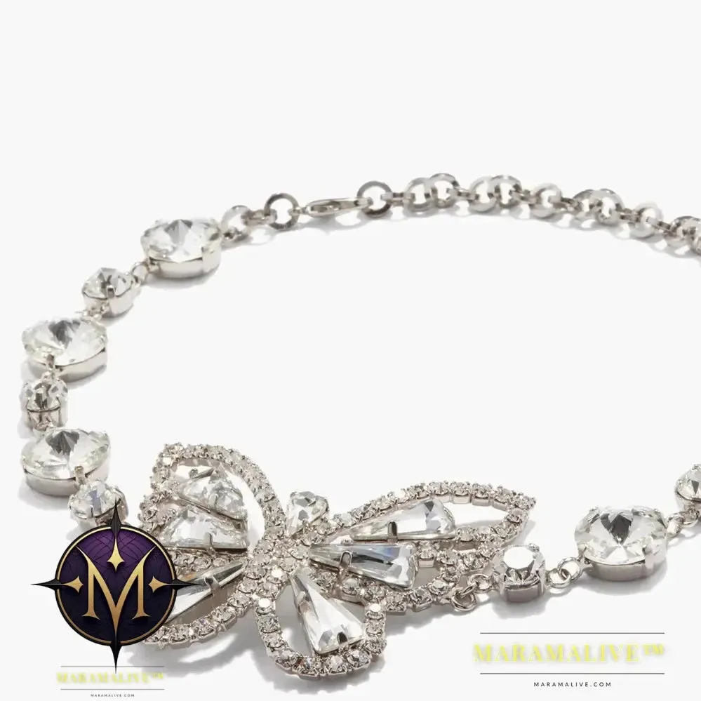 Exaggerate Butterfly Crystal Choker Necklace for Women Fashion Wedding Rhinestone Collar Necklace Party Jewelry Gift