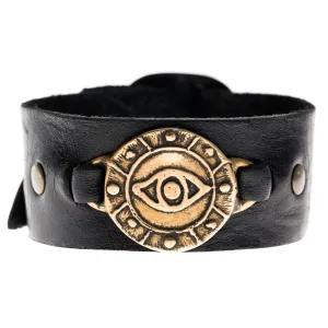 Eye - leather cuff bracelet in bronze