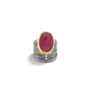Faceted Tourmaline and Diamond Ring