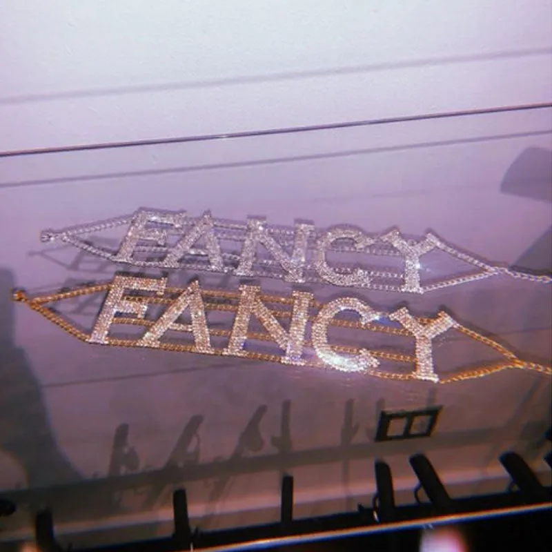 FANCY, QUEEN, SEXY- Rhinestone Letter Choker