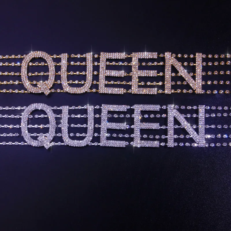 FANCY, QUEEN, SEXY- Rhinestone Letter Choker