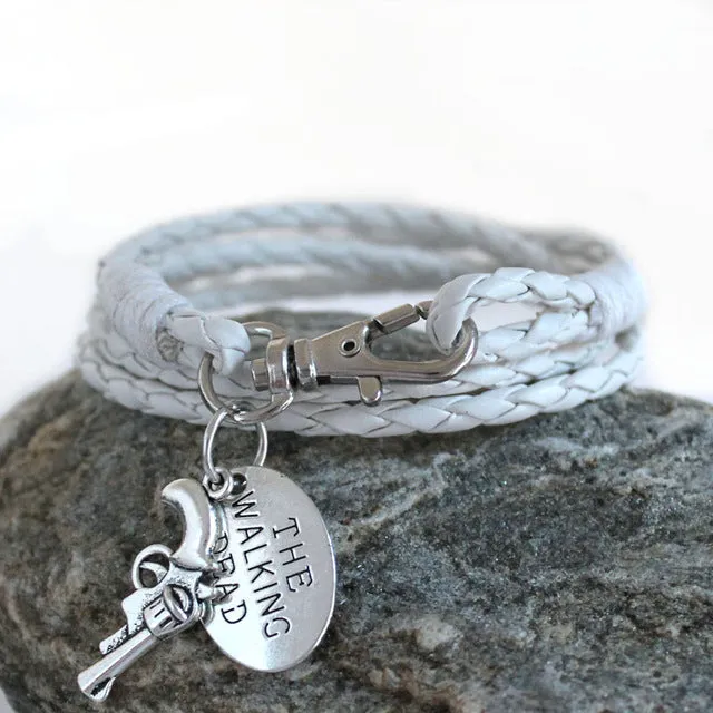 Fashion Jewelry THE WALKING DEAD PU Leather Charm Friendship Bracelets & Bangles Rick revolver Carl cowboys Men Jewelry gifts