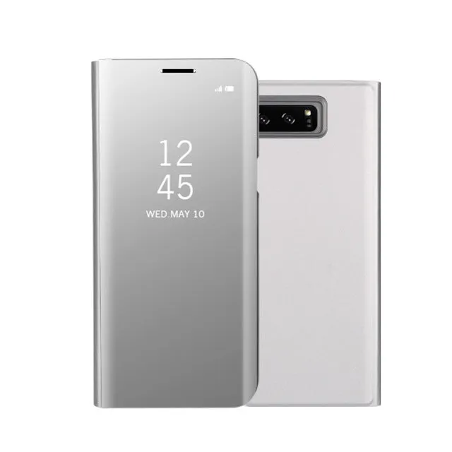 Fashion Shockproof  Ultra Thin Electroplating PU Case Cover Mirror Free Flip Anti-scratch Protective Case for Samsung Galaxy Note 8 Sky blue