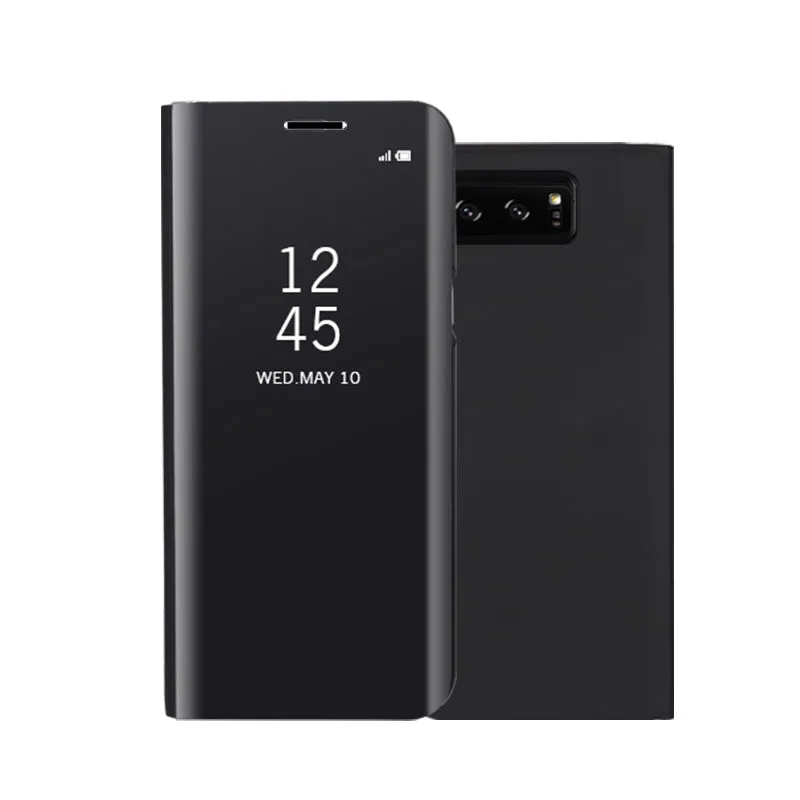 Fashion Shockproof  Ultra Thin Electroplating PU Case Cover Mirror Free Flip Anti-scratch Protective Case for Samsung Galaxy Note 8 Sky blue