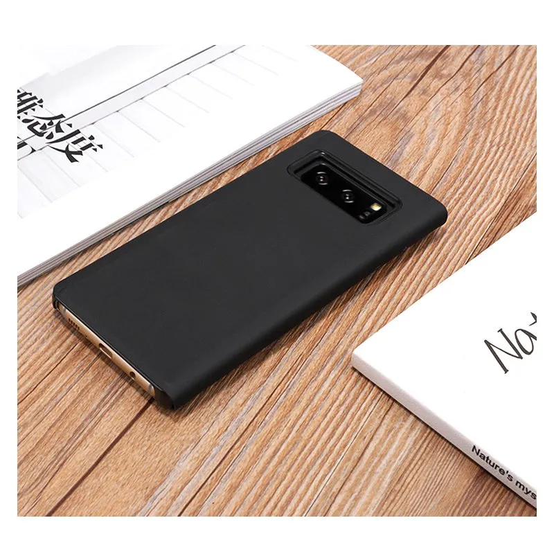 Fashion Shockproof  Ultra Thin Electroplating PU Case Cover Mirror Free Flip Anti-scratch Protective Case for Samsung Galaxy Note 8 Sky blue