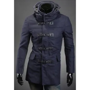 Fashion Slimming Hooded Fabric Splicing Long Sleeves Windbreaker For Men 4484