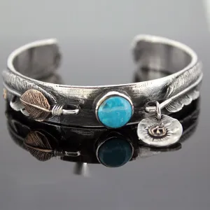 Feather Handmade Turquoise Bracelet Wide Indian Style