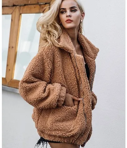 Female Overcoat Casual Teddy Outwear