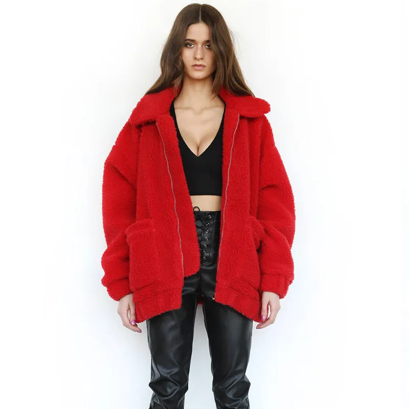 Female Overcoat Casual Teddy Outwear