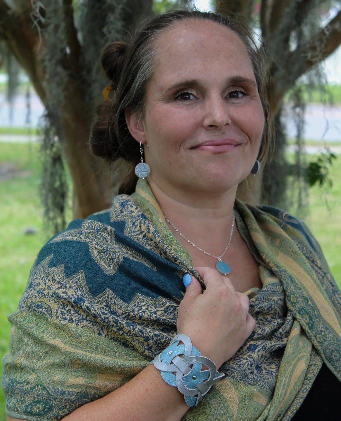 Filigree Cuff Bracelet / Silvery Elemental
