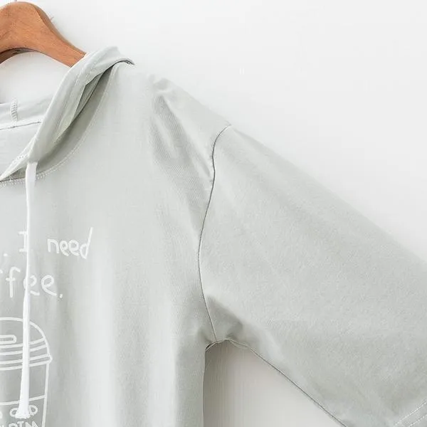 'First, I need coffee' Hooded Shirt