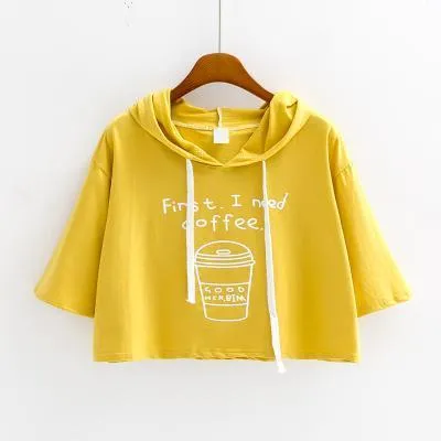 'First, I need coffee' Hooded Shirt