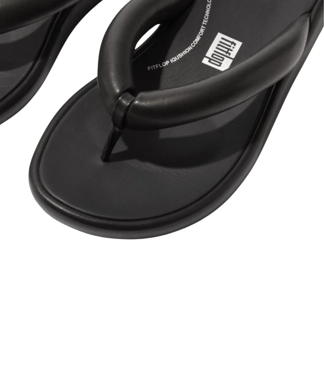 FitFlop iQushion D-Luxe Padded Leather Flip Flops Black