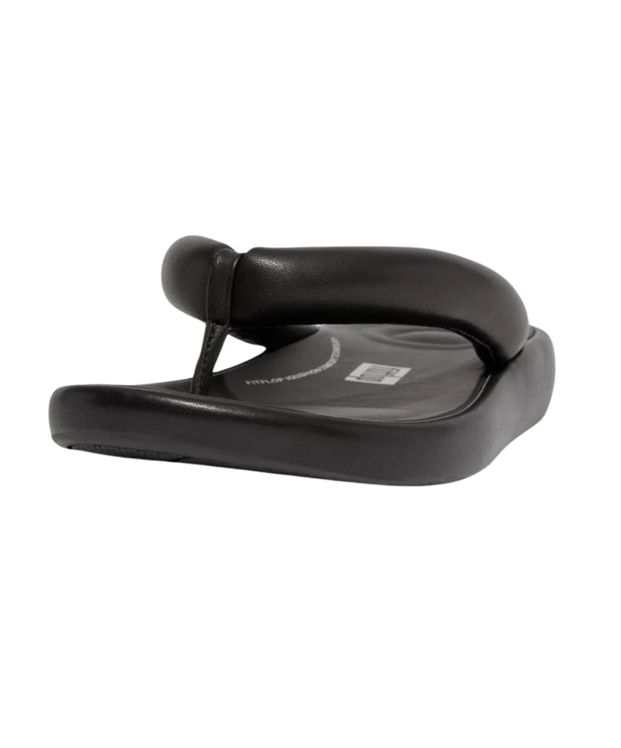 FitFlop iQushion D-Luxe Padded Leather Flip Flops Black