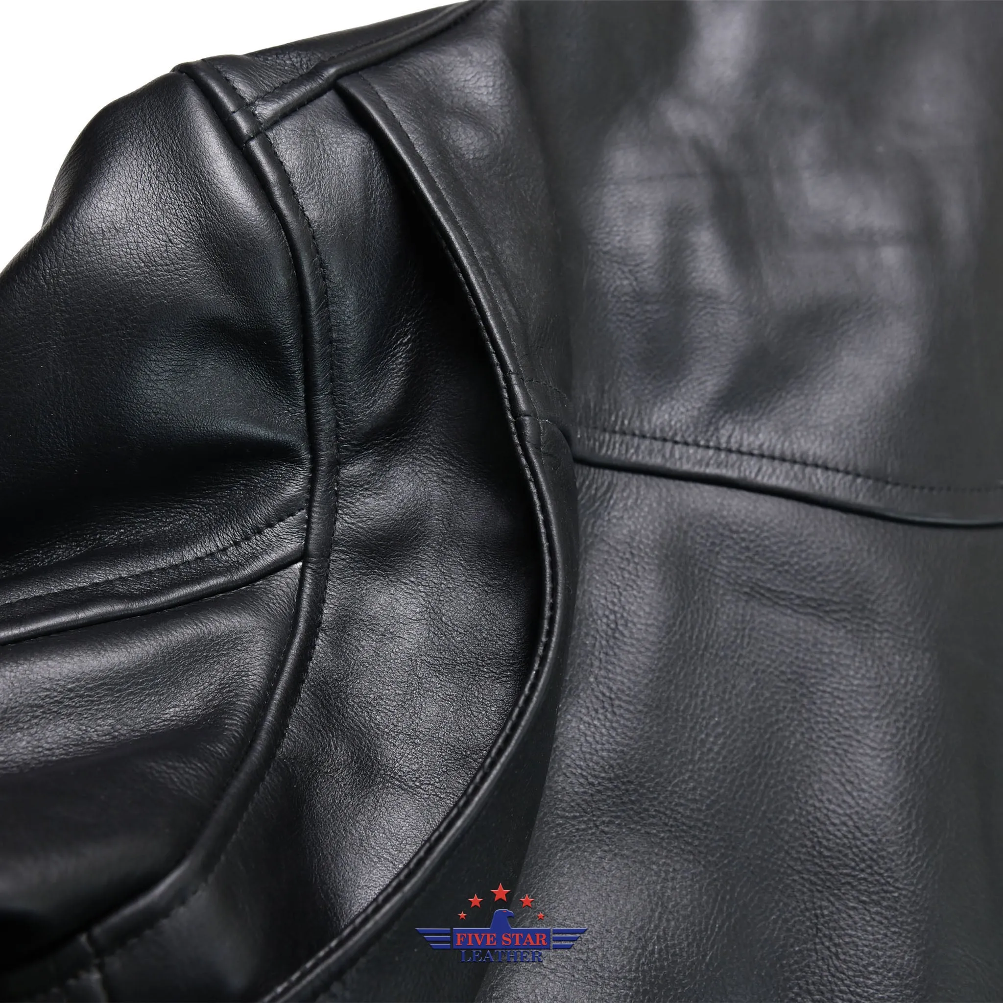 FiveStar Leather Repro Men Vintage LAPD Jacket Horsehide Leather Black