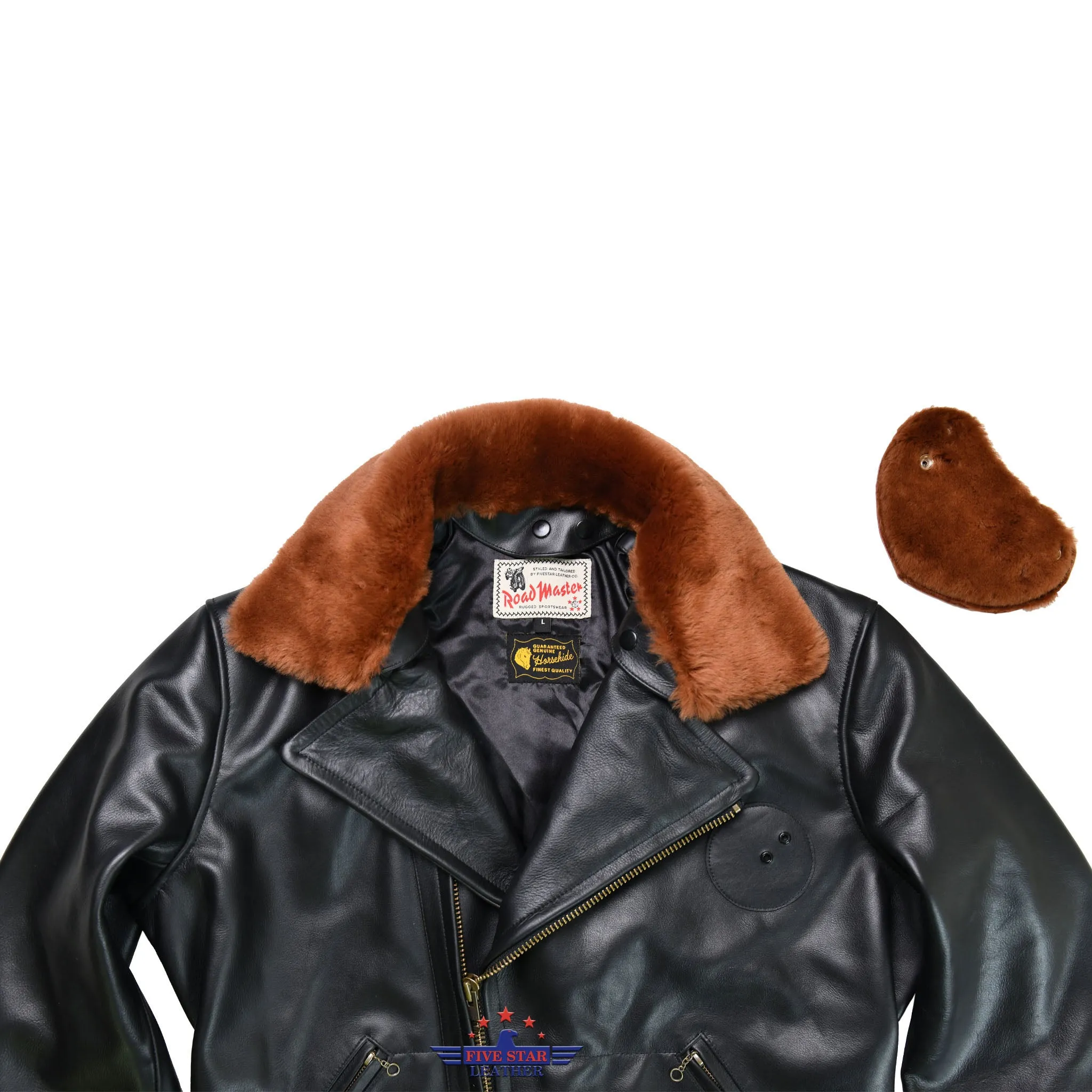FiveStar Leather Repro Men Vintage LAPD Jacket Horsehide Leather Black