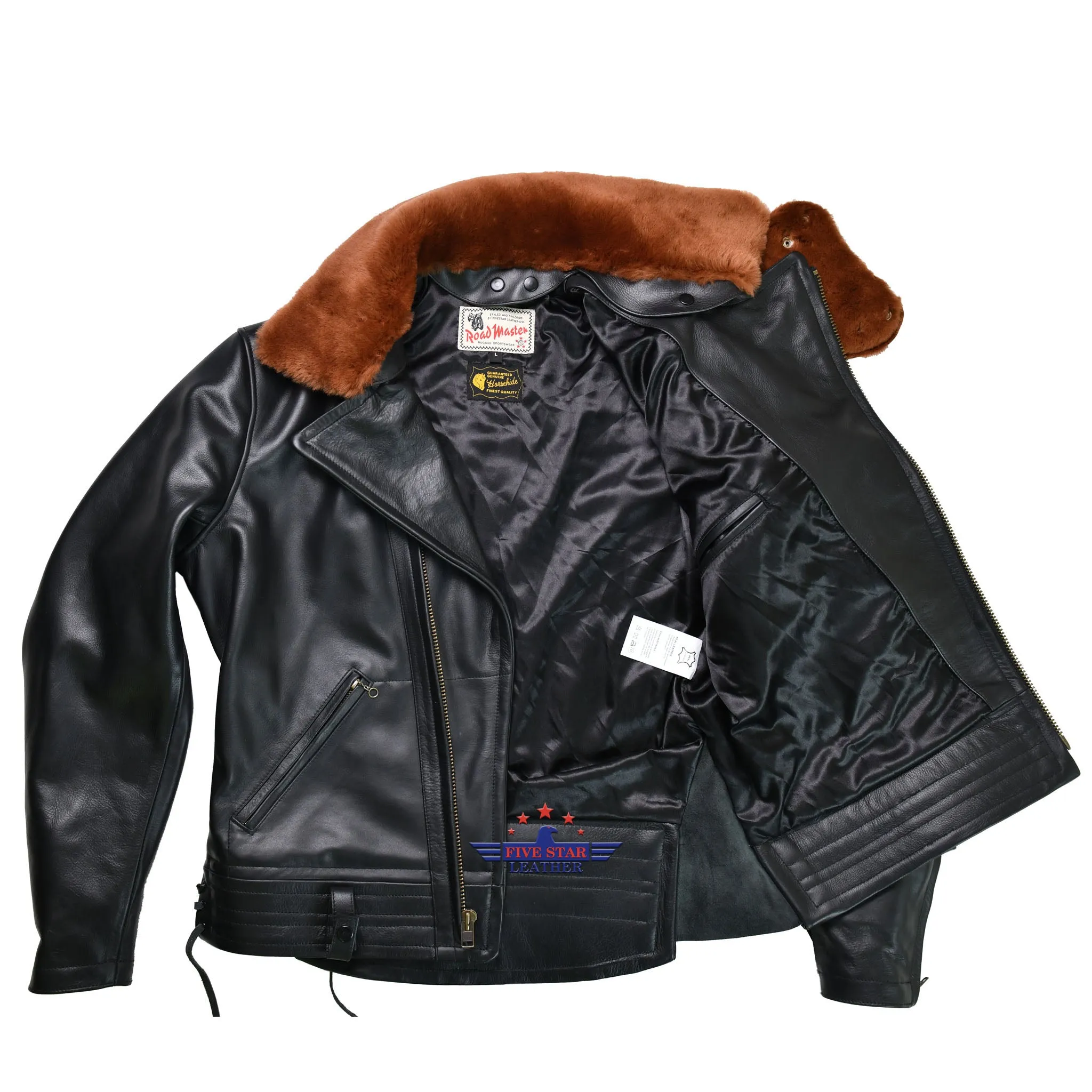 FiveStar Leather Repro Men Vintage LAPD Jacket Horsehide Leather Black