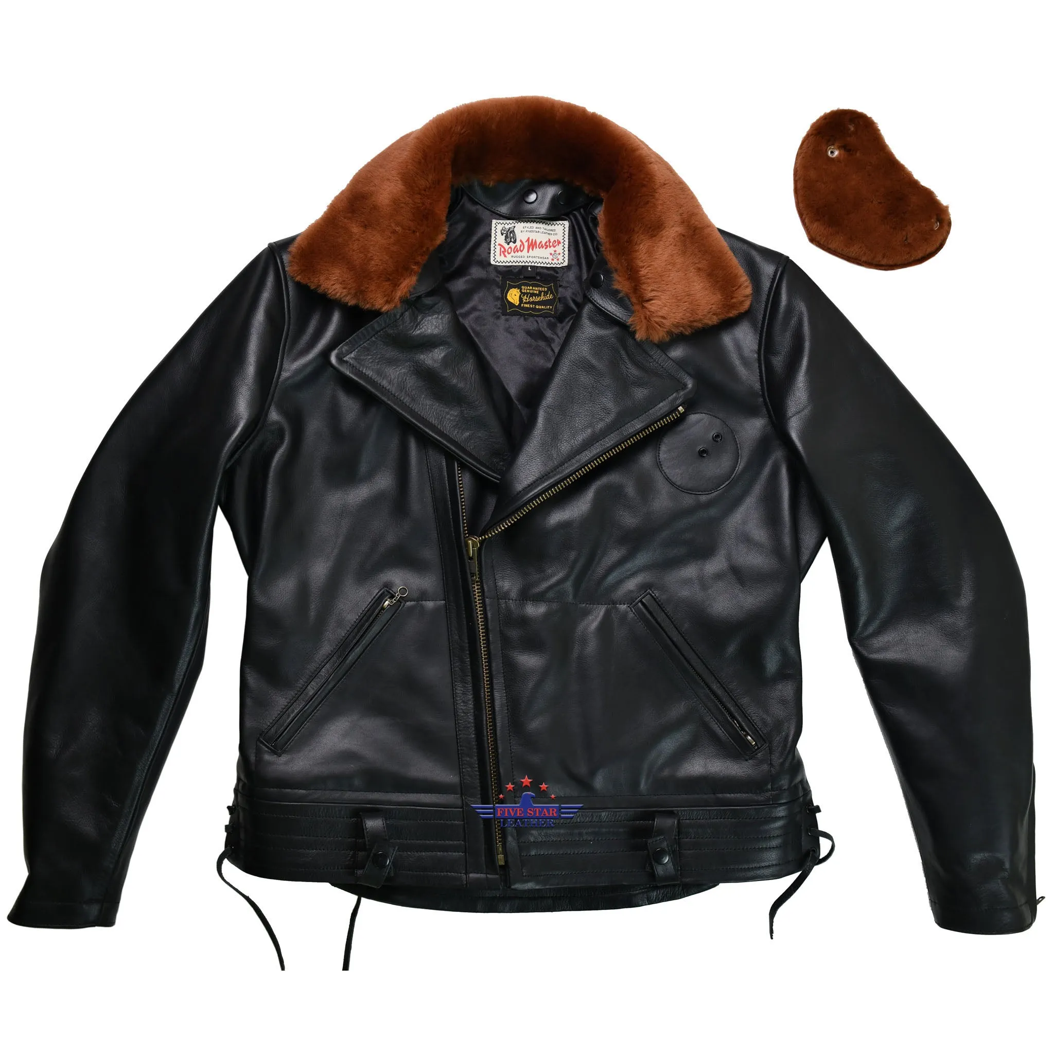 FiveStar Leather Repro Men Vintage LAPD Jacket Horsehide Leather Black