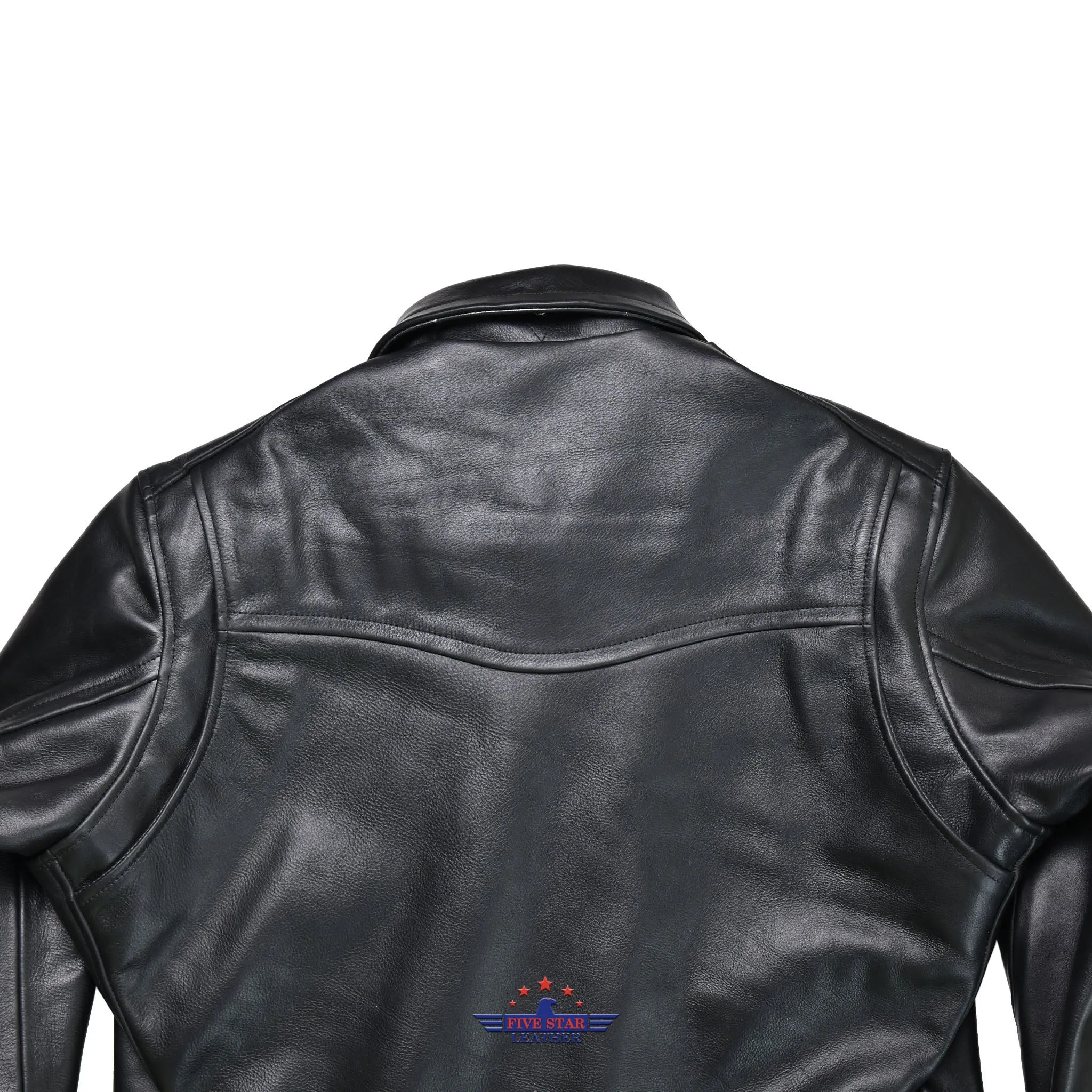 FiveStar Leather Repro Men Vintage LAPD Jacket Horsehide Leather Black