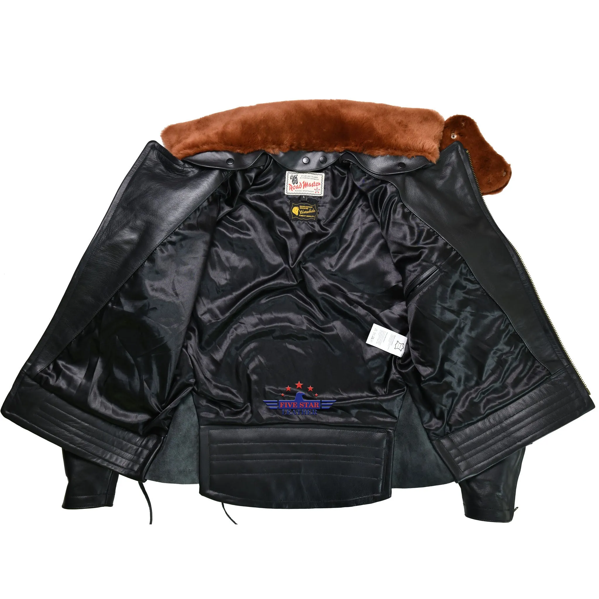 FiveStar Leather Repro Men Vintage LAPD Jacket Horsehide Leather Black