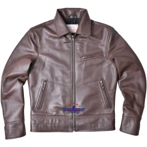 FiveStar Leather Sportswear Vintage Custom 1930s Horse Hide Mid Brown Leather Jacket