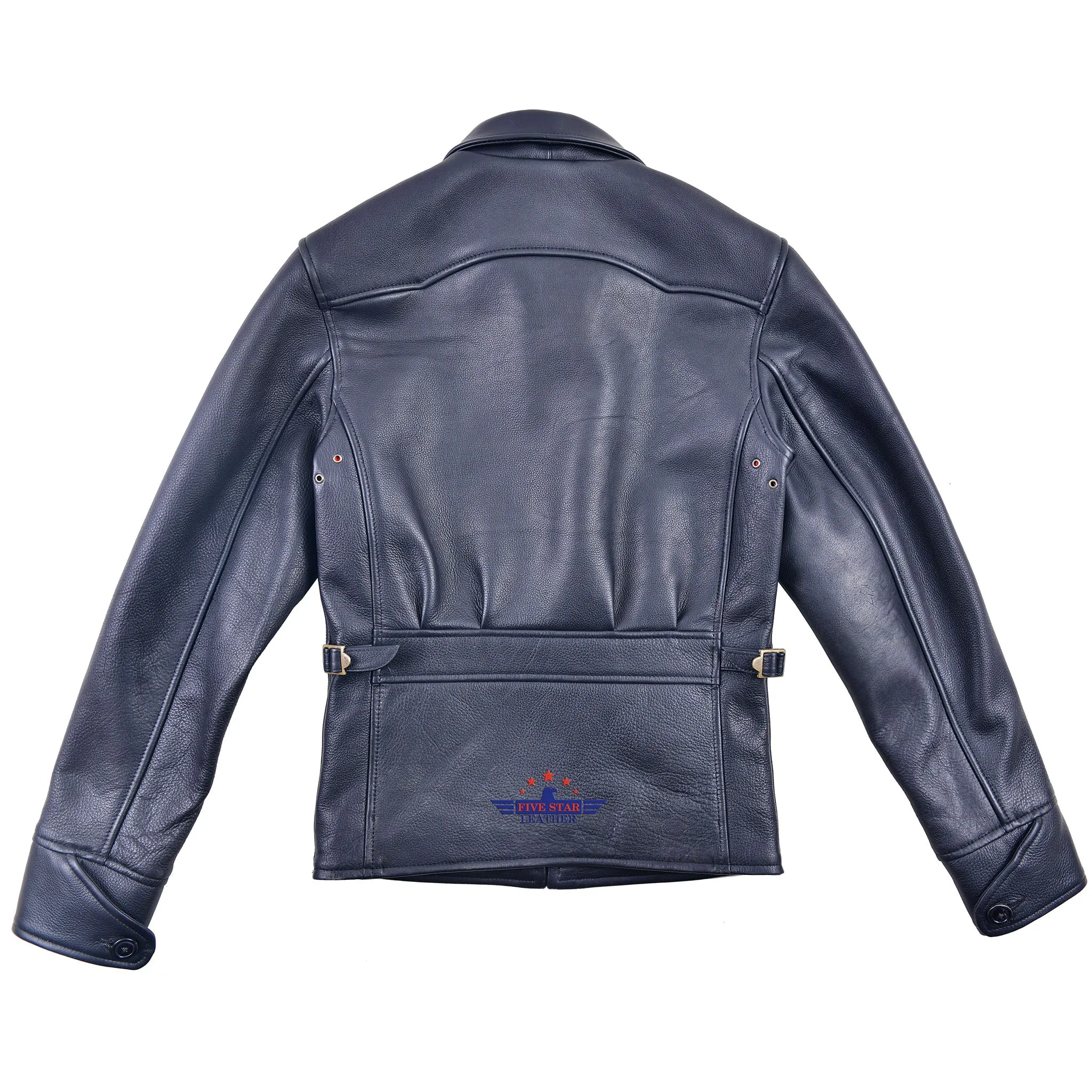 FiveStar Leather Vintage Custom 1930s Steer hide Leather Jacket Black