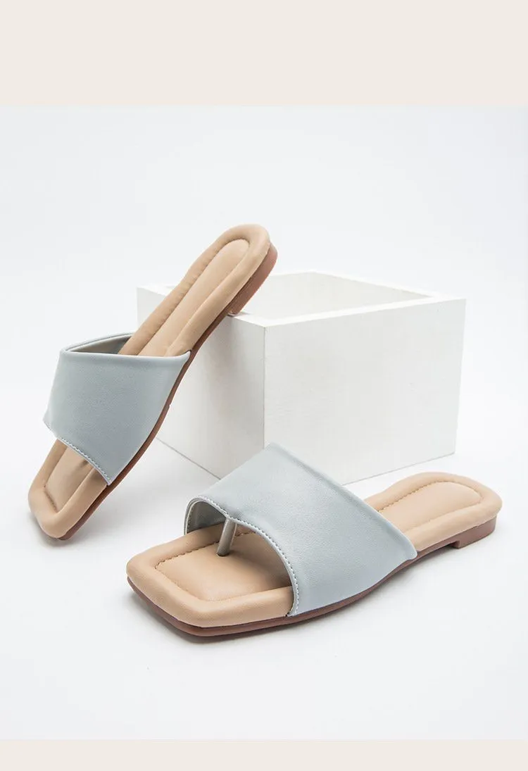 Flat Flip Flops Sandals - Light Blue