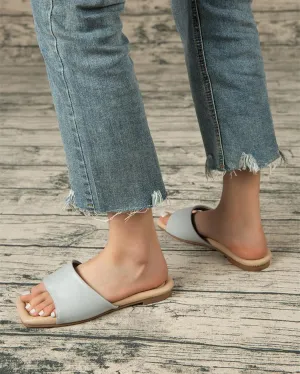 Flat Flip Flops Sandals - Light Blue