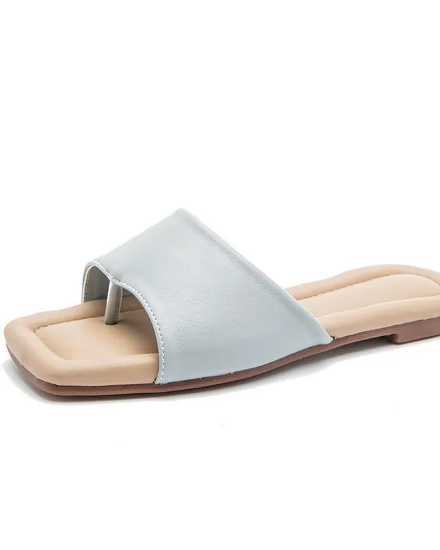 Flat Flip Flops Sandals - Light Blue