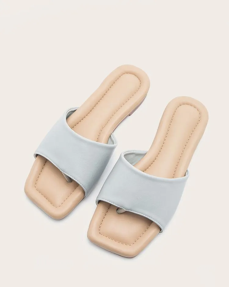 Flat Flip Flops Sandals - Light Blue