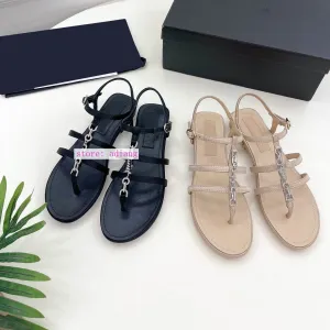 flip flops flats rhinestone leather sandals fashion women shoes 2023 apricot black 35-41