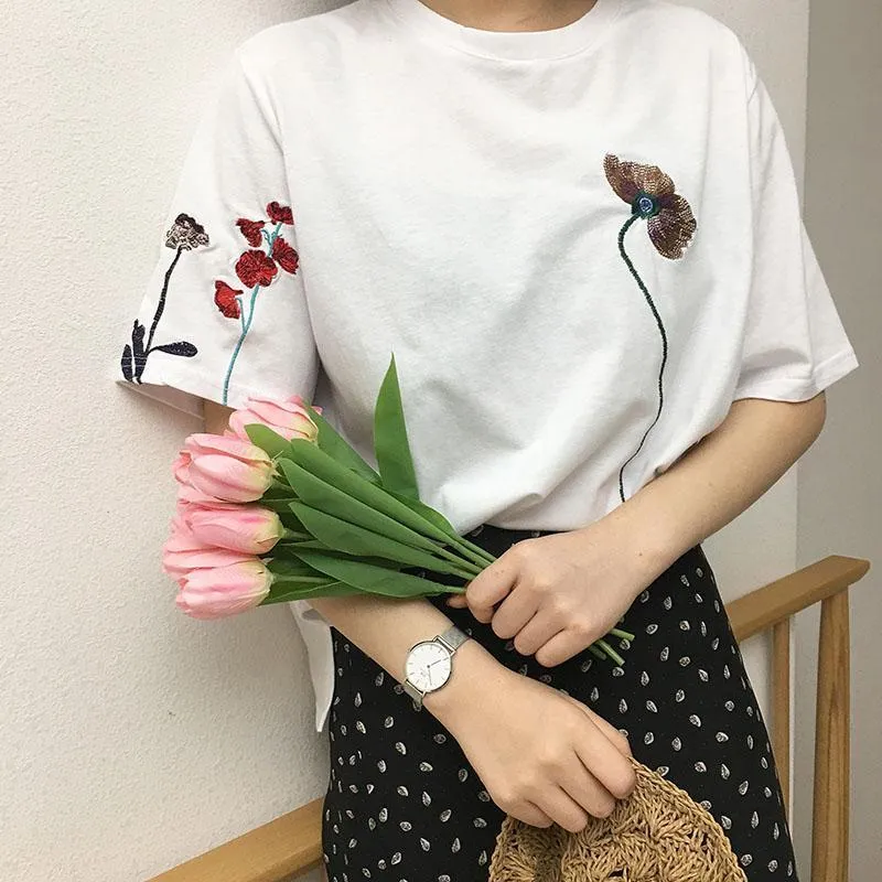 Floral Embroidery T-Shirt