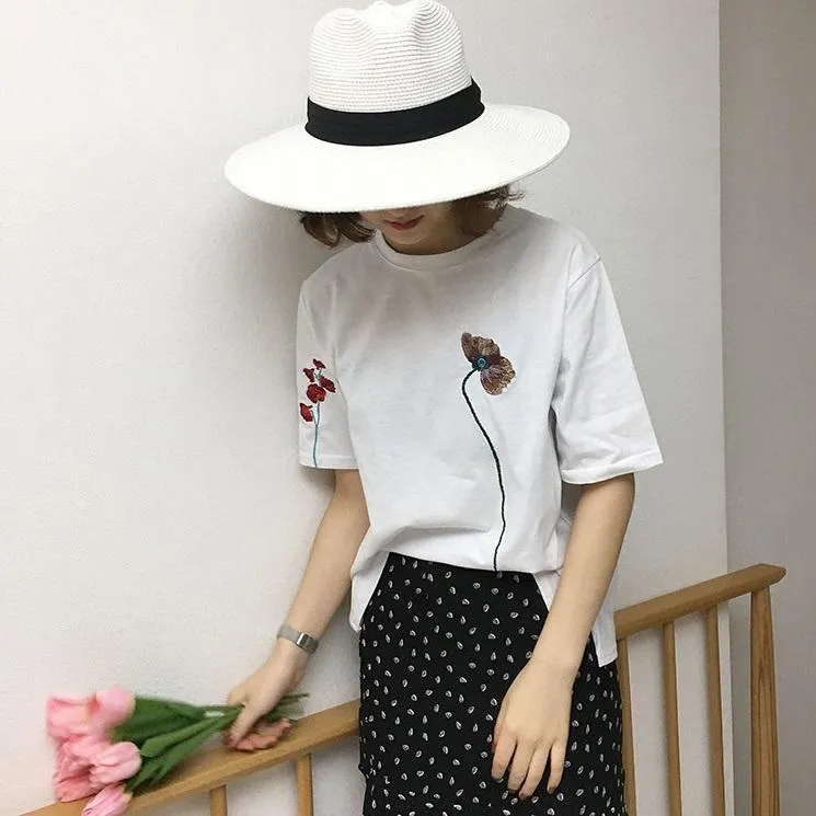 Floral Embroidery T-Shirt