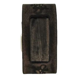 Flower Embossed Distressed Dark Brown Leather Ladies Cuff