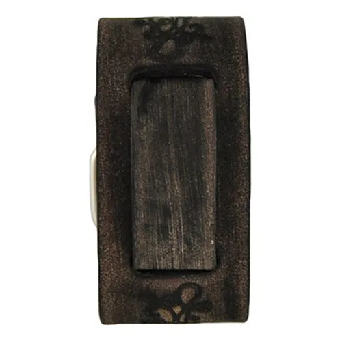 Flower Embossed Distressed Dark Brown Leather Ladies Cuff