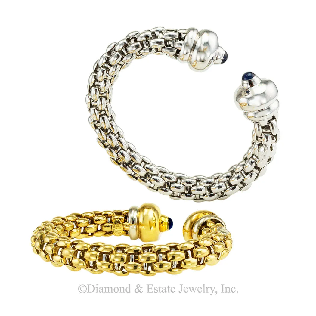 Fope Woven White Yellow Gold Cuff Bracelets