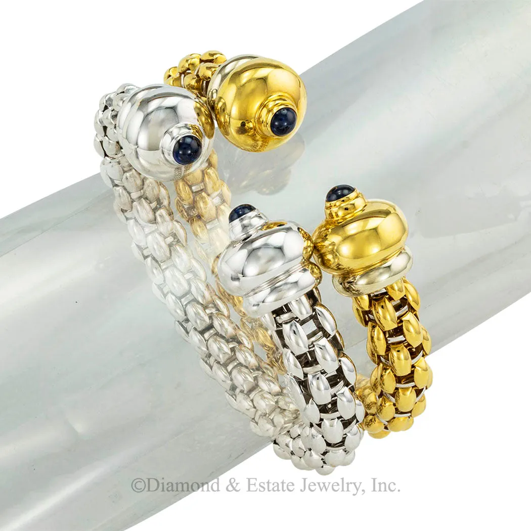 Fope Woven White Yellow Gold Cuff Bracelets